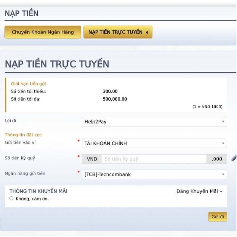 Hướng dẫn nạp tiền Vuabai9 chi tiết nhất và đơn giản nhất 2 Các Bước Nạp Tiền Bằng Cách Trực Tuyến