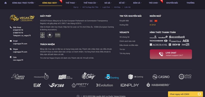 Vegas79 Empire - Nền tảng chơi cá cược online cực chất 11 Có Nhiều Cách Thức Liên Hệ Với Nhà Cái Cá Cược Vegas Empire