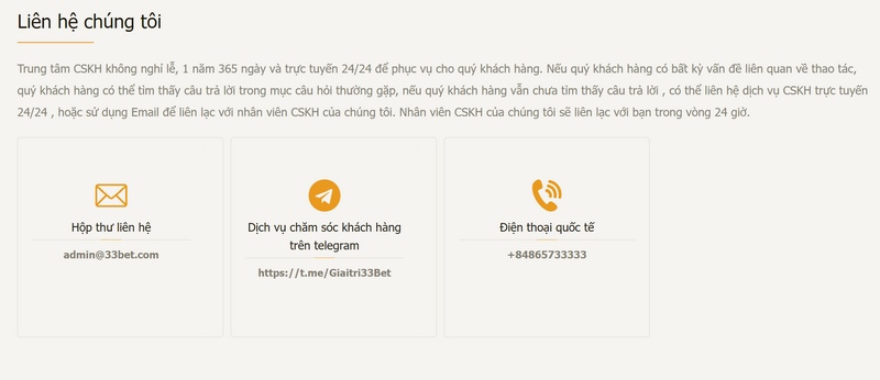 33Bet - Top nhà cái chất lượng hàng đầu trên thế giới 1 Thông Tin Liên Hệ