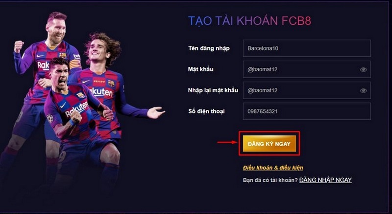 Hướng dẫn đăng ký FCB8 chi tiết các bước cho người mới 1 Truy Cập Bằng Đường Dẫn Chính Thức Và Chọn Đăng Ký Fcb8