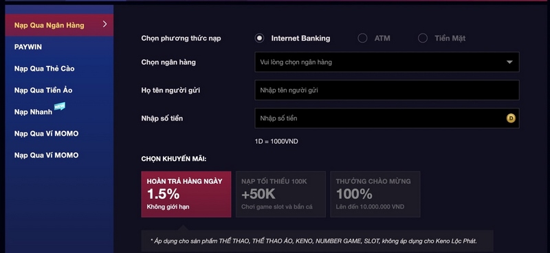 Hướng dẫn nạp tiền FCB8 và rút tiền theo từng hình thức 2 Nạp Tiền Về Tài Khoản Game Với Hình Thức Ngân Hàng Siêu Tiện Lợi